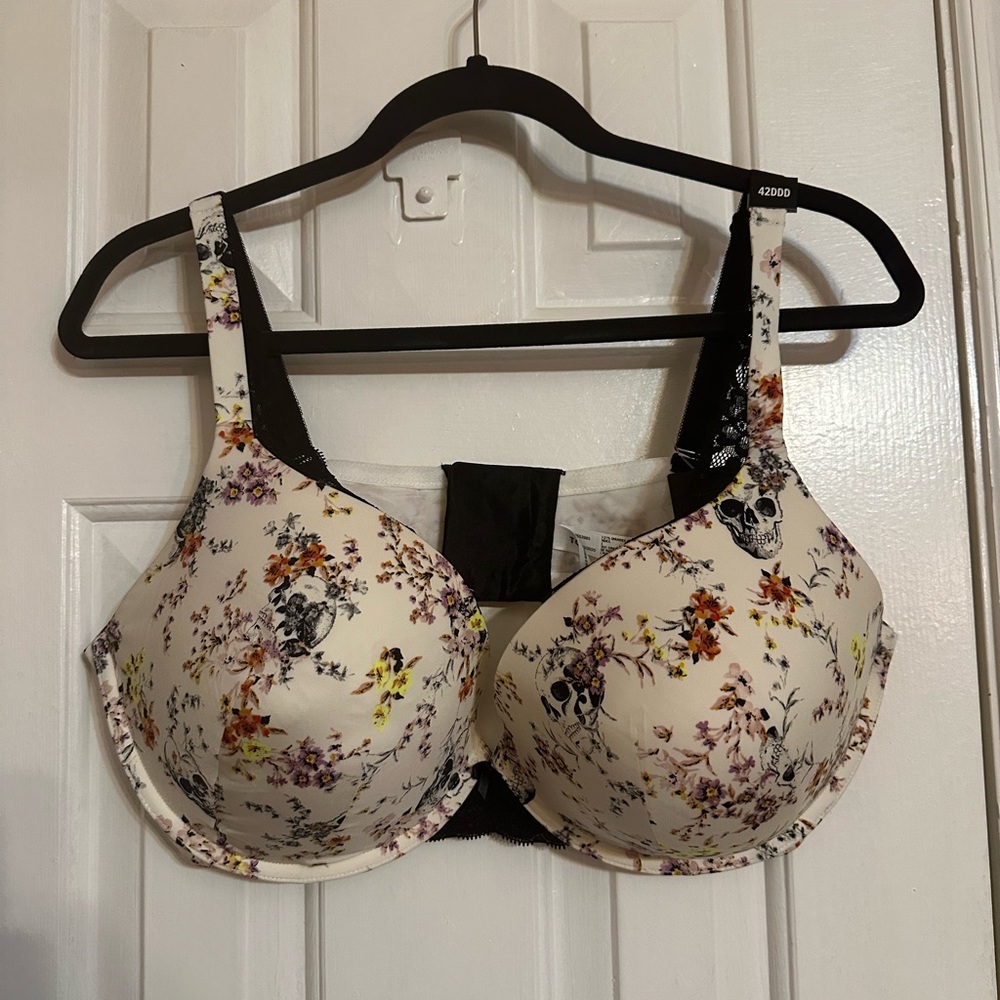 Torrid Cream Floral Skull Print Bra